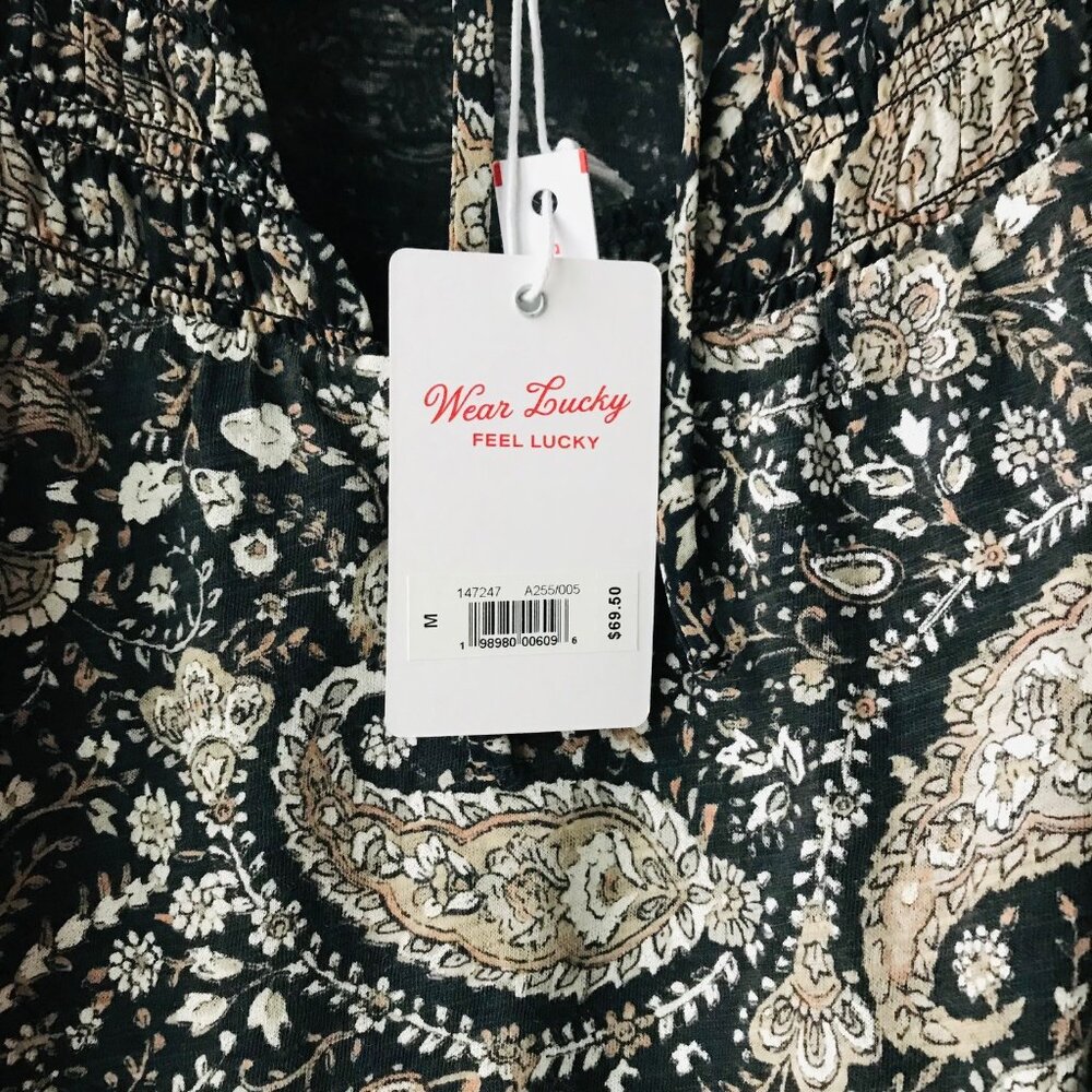 LUCKY BRAND Boho long  Sleeve Paisley blouse Elastic cuffs  Size: M - Picture 6 of 6